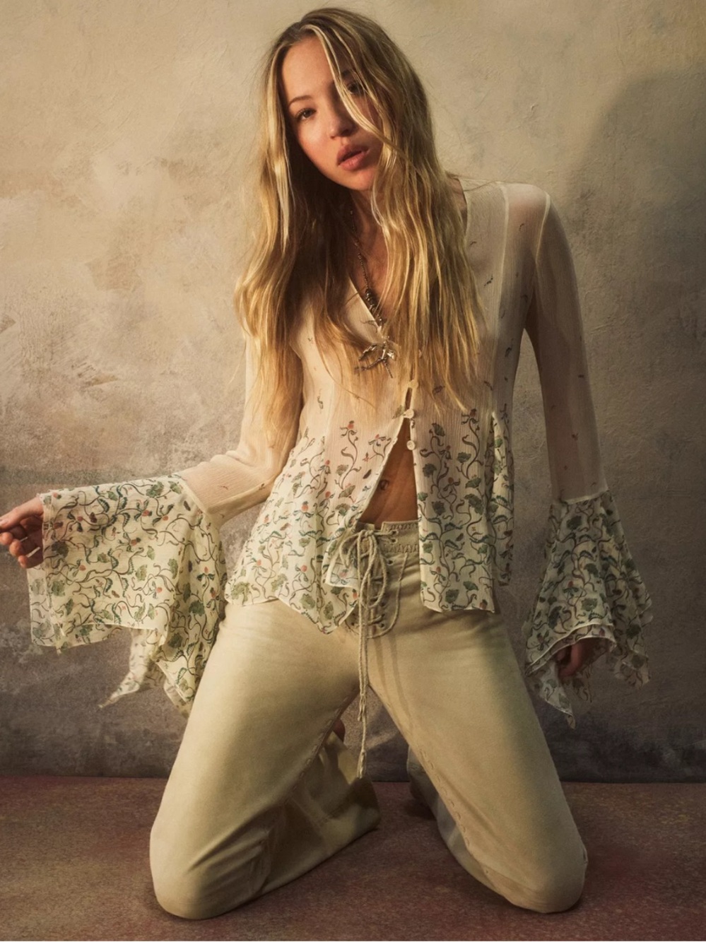 Zara & Kate Moss Silk Print Blouse